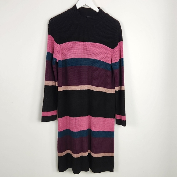 NWT TORRID Multi Stripe Women's Size 0 (12/L) Long Sleeve Knit Sweater Dress - Picture 3 of 13